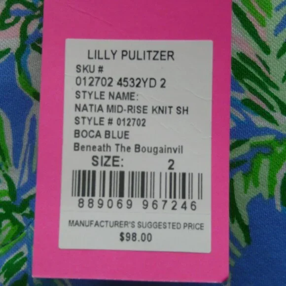 NWT Lilly Pulitzer Boca Blue Natia Mid-Rise Shorts Size 2 MSRP $98 - Picture 6 of 6